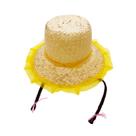 Chapéu de Palha de Renda com Trança - Amarelo com Trança Marrom - 1 unidade - Rizzo