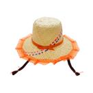 Chapéu de Palha de Renda com Trança - Laranja com Detalhes Roxo/Bege - 1 unidade - Rizzo