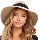 Chapéu de Palha FURTALK Feminino - Praia, Sol, UV UPF 80+, Dobrável (Bege)