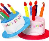 Chapéu de pelúcia para bolo de feliz aniversário zmgmsmh azul e rosa, 2 unidades