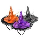 Chapéu de penas de bruxa de Halloween, faixa Zeedix, 3 peças para adultos