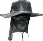 Chapeu de pesca pescador australiano com protetor de nuca camuflado verde