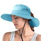 Chapéu de sol feminino ZOORON com rabo de cavalo Safari, proteção UV, azul Chapéu de sol feminino ZOORON com rabo de cavalo Safari, proteção UV, azul