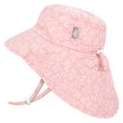 Chapéu de sol JAN & JUL para meninas de algodão com aba de pescoço rosa de 2 a 5 anos