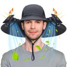 Chapéu de sol masculino com ventilador solar Berlune, cinza escuro, alimentado por USB