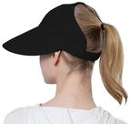 Chapéu de sol Muryobao feminino de beisebol ao ar livre, aba larga, preto