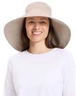 Chapéu de sol Solbari Ultra-largo de algodão e linho UPF 50+ para mulheres
