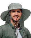 Chapéu de Sol Tirrinia com Aba e Proteção para Pescoço Cinza para Pesca, Safari e Caminhada Masculino