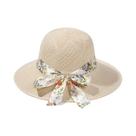 Chapéu de verão feminino, chapéu de palha com fita, estilo casual, para praia