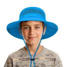 Chapéu Durio Kids Outdoor Sun Hat UPF50+, aba larga, azul celeste