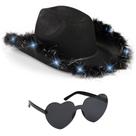 Chapéu e óculos de cowboy Funcredible Black Light Up para meninas