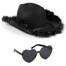 Chapéu e óculos de cowboy pretos incríveis para meninas e mulheres