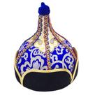 Chapéu étnico mongol tradicional azul e branco para homens