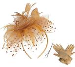 Chapéu Fascinator Durzasvo feminino para festa de chá e casamento dourado