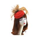 Chapéu Fascinator Feminino Chique Artesanal Com Plumas Para Casamento, Festa E Igreja