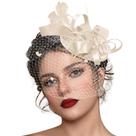 Chapéu Fascinators Masedy Tea Party Feather Vintage Lace Bege Chapéu Fascinators Masedy Tea Party Feather Vintage Lace Bege