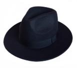 Chapéu Fedora Feltro Aba Grande Unissex Preto Clássico