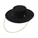 Chapéu Fedora Feminino Elegante De Feltro Com Letra RB Metálica Para Outono Inverno, Derby,