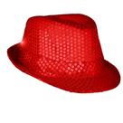 Chapéu Fedora piscando em LED com lantejoulas vermelhas