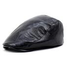 Chapéu Gatsby Newsboy com boné plano para homens em couro preto Chapéu Gatsby Newsboy com boné plano para homens em couro preto