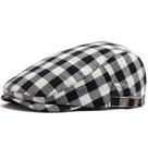 Chapéu Gatsby Newsboy com boné plano, preto e branco, xadrez para homens Chapéu Gatsby Newsboy com boné plano, preto e branco, xadrez para homens