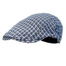 Chapéu Gatsby Newsboy com boné plano, xadrez azul e branco para homens