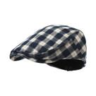 Chapéu Gatsby Newsboy com boné plano, xadrez azul marinho para homens Chapéu Gatsby Newsboy com boné plano, xadrez azul marinho para homens