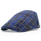 Chapéu Gatsby Newsboy com boné plano, xadrez azul/preto para homens