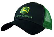 Chapéu John Deere Baseball Preto - Com Logotipo Bordado e Mesh