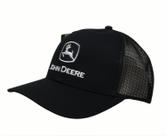Chapéu John Deere LP86109 Preto Branco Logo Snapback