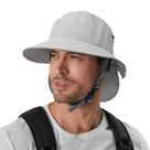 Chapéu JOYART Surf Bucket de aba larga 7 cm cinza com alça de queixo