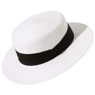 Chapéu Lanzom dobrável de aba larga Straw Boater branco M