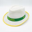 Chapéu Malandrinho Palha Sintético Fita Brasil Branco