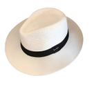 Chapéu Moda Panamá Aba Larga Palha Shantung com Faixa Preta Unissex Casual Praia Verão Cor:Branco Chapéu Moda Panamá Aba Larga Palha Shantung com Faixa Preta Unissex Casual Praia Verão Cor:Branco