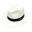 Chapéu Moda Panamá Aba Larga Palha Shantung com Faixa Preta Unissex Casual Praia Verão Cor:Branco Chapéu Moda Panamá Aba Larga Palha Shantung com Faixa Preta Unissex Casual Praia Verão Cor:Branco