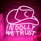 Chapéu Neon Sign Dracey Pink Cowgirl 33x34 cm alimentado por USB