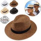 Chapéu Panamá Aba Larga Moda Casual Palha Clássico Praia Verão Masculino Feminino