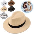 Chapéu Panamá Aba Larga Moda Casual Palha Clássico Praia Verão Masculino Feminino
