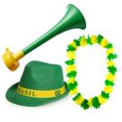 Chapéu Panamá + Colar + Vuvuzela Brasil Verde Amarelo Copa