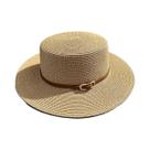 Chapéu Panamá Feminino de Verão - Aba Plana, Bowknot, Boné de Palha Casual para Praia Chapéu Panamá Feminino de Verão - Aba Plana, Bowknot, Boné de Palha Casual para Praia