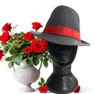 Chapéu Panamá Preto com Fita Vermelha Estilo Elegância Uso Ritualístico Chapéu Panamá Preto com Fita Vermelha Estilo Elegância Uso Ritualístico