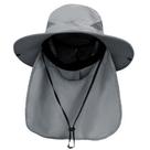 Chapéu PFFY Sun Bucket de aba larga UPF 50+ com aba de pescoço cinza