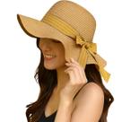 Chapéu Praia Feminino Guarda Sol Verão Marrom Laço Amarel
