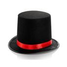 Chapéu preto com fita de cetim vermelha, chapéu estilo Lincoln