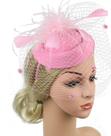 Chapéu retro Fascinator cor Pink Flor e Penas da Fedora com Clip de
