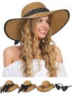 Chapéu Senker Fashion Wide Brim Dobrável de Palha