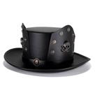 Chapéu Steampunk Skull, blusa de couro preta para fantasia de Halloween