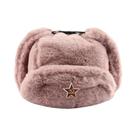 Chapéu Ushanka Masculino De Inverno Com Forro De Pele De Coelho Sintética, Com Protetor De Orelha,