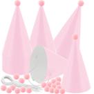 Chapéus de Festa Tmzczz 24 Peças Cone Rosa com Pompom Chapéus de Festa Tmzczz 24 Peças Cone Rosa com Pompom