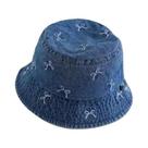 Chapéus De Pescador De Jeans Para Crianças Com Padrão De Laço Para Primavera E Verão, Chapéus De Sol